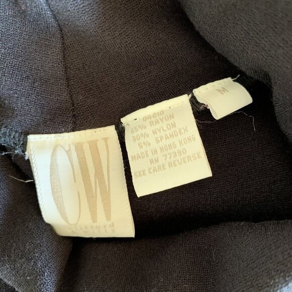 CW Clifford & Wills Black Long Sleeve Mock Neck Knit Midi Sweater Dress Medium - Picture 4 of 4